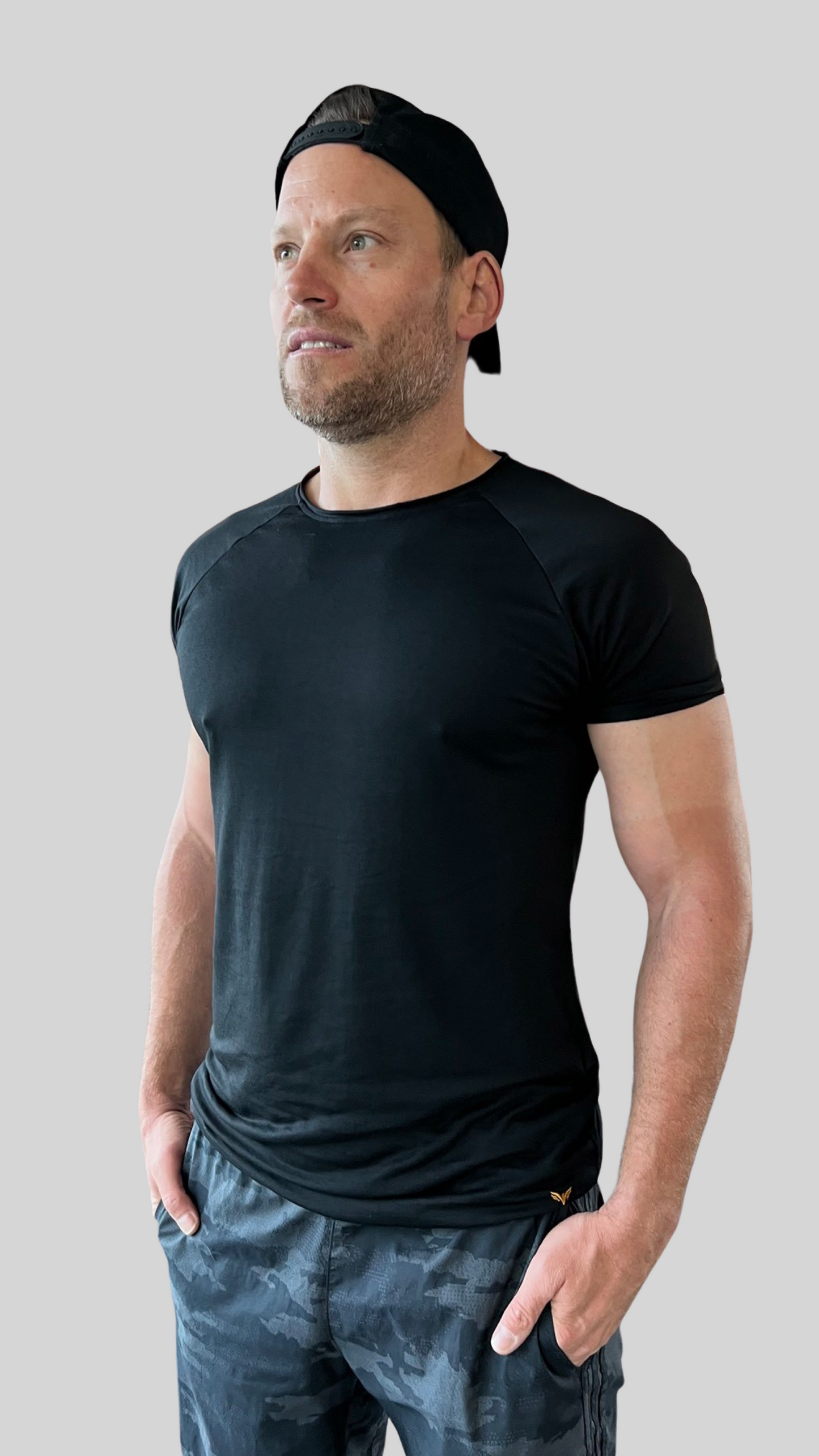 Smart Serie Nero – Tencel Lyocell/Bio-Baumwollmischung,  schwarzes T-Shirt, 180 g/m²