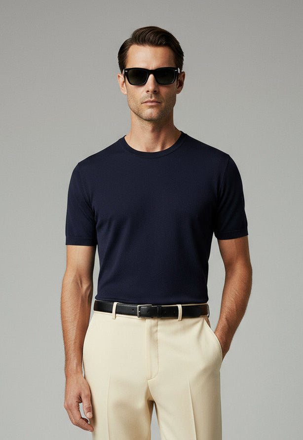 Das Meisterstück – Premium T-Shirt aus TENCEL™ Piqué gestrickt