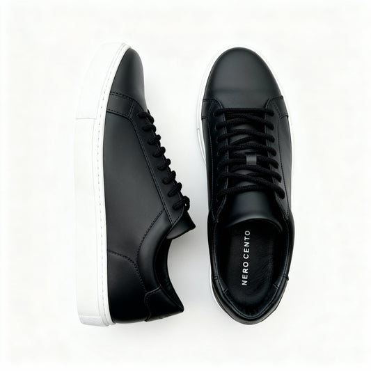 Puro Nero- schwarzer Leder Sneaker